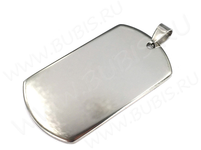 Подвеска Жетон 33 Прямоугольник Армейский с держателем 57*29*1,5мм цвет платины (Хирургическая сталь)