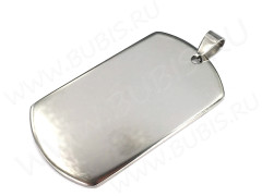 Подвеска Жетон 33 Прямоугольник Армейский с держателем 57*29*1,5мм цвет платины (Хирургическая сталь)