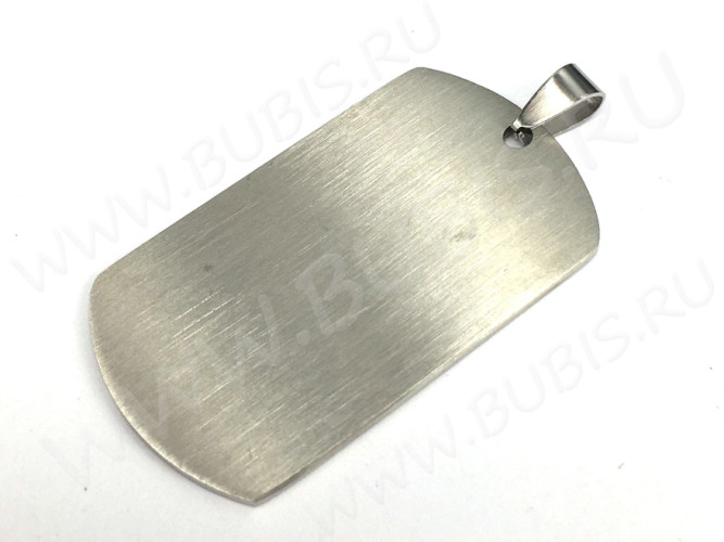 Подвеска Жетон 33 Прямоугольник Армейский с держателем 57*29*1,5мм цвет платины (Хирургическая сталь)
