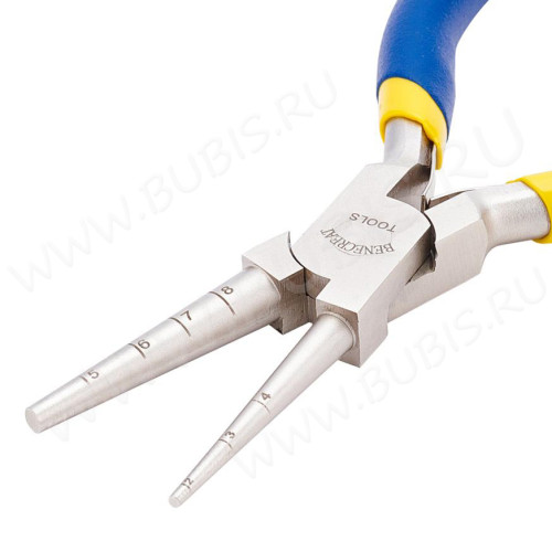 Круглогубцы 32 с насечками и цифрами синие и цвет платины (инструменты для бижутерии)