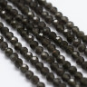 Купить (ОПТ) Бусина округлая ГРАНЁНАЯ "каменный бисер" 2мм Обсидиан (камни LUX) (НИТЬ) с доставкой по России