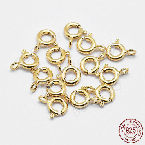 Замочек карабин №109-G кольцо круглый серебро 925 9*7*1,8мм золотистый (Sterling Silver)
