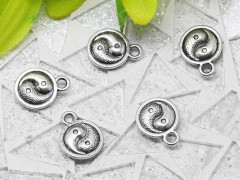 Подвеска &quot;Инь и Янь&quot; 02 двусторонняя 13,5*10,5*2,5мм античное серебро (литьё)