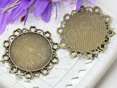 Подвеска-сеттинг Круг 21 коннектор (сеттинг 35мм) 49*49*2,5мм античная бронза (литьё)