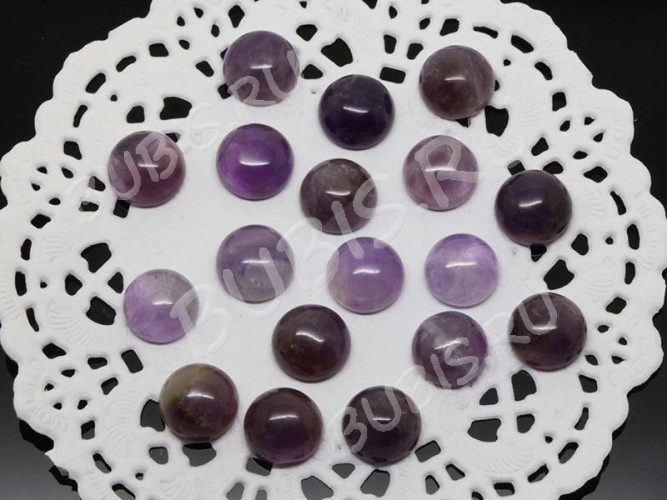 Кабошон каменный 063 Круг 10*10*5мм Аметист натуральный (камни)