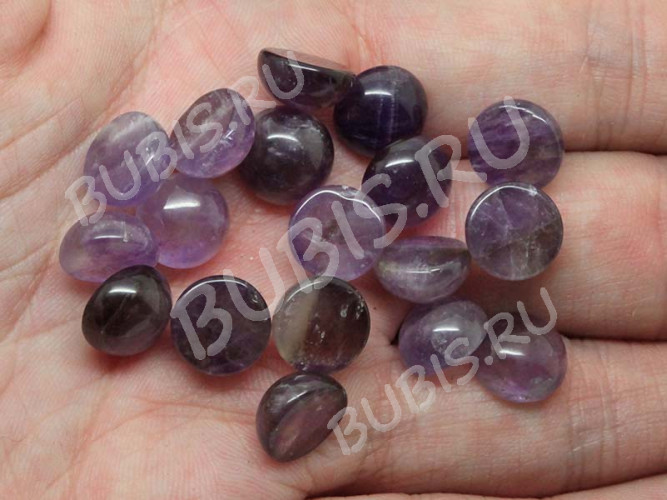 Кабошон каменный 063 Круг 10*10*5мм Аметист натуральный (камни)