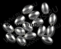Бусина "жемчуг" Бочонок 5*3,5мм серый (стекло) (20шт.)