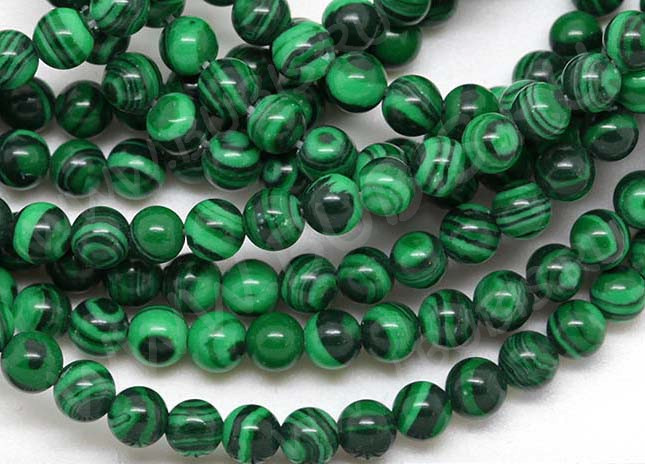 (СКИДКИ!!!) Бусина округлая 6мм Малахит синт. (камни) (10шт.)