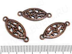 190 Коннектор двусторонний ажурный 25*10*2мм античная медь (литьё)