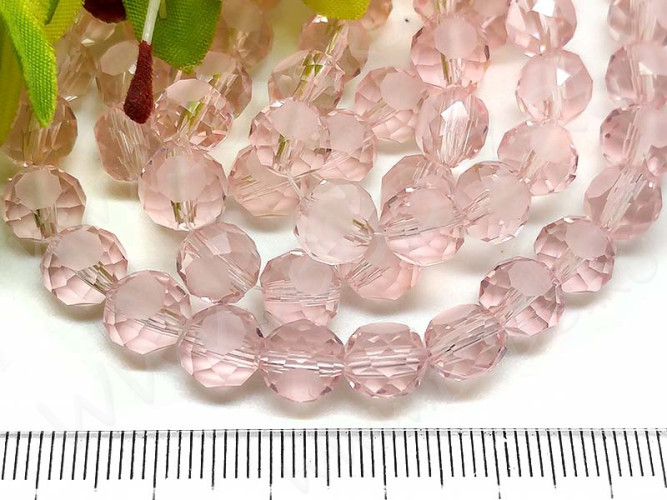 Бусина Таблетка гранёная 8*8*5,5мм розовая прозрачная (стекло) (10шт.)
