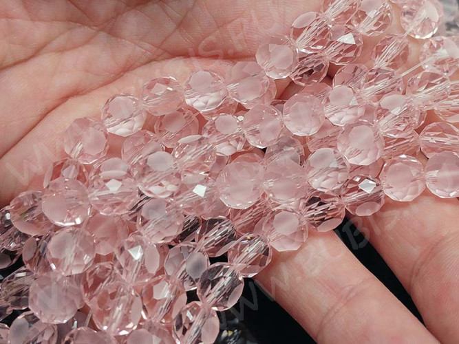 Бусина Таблетка гранёная 8*8*5,5мм розовая прозрачная (стекло) (10шт.)