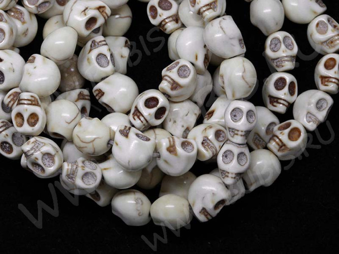 Бусина каменная Череп 02 Говлит синт. 10*9*7,5мм белый молочный (камни)