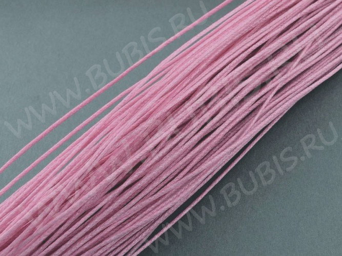 Вощёный х/б шнур 1мм яр.розовый (5м)