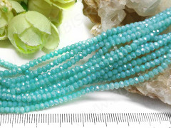 Бусина кристалл гранёный абакус 3*3*2мм св.голубо-бирюзовый с АВ непрозрачный (имитация Сваровски) (50шт.)