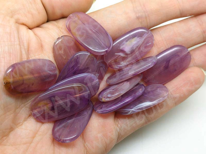 Бусина Овал 21 30*16*4мм имитация Аметиста (акрил)