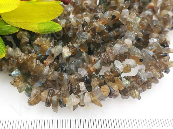 Крошка (галтовка) каменная 191 3-6мм Лабрадорит натуральный (камни) (нить 43-45см)