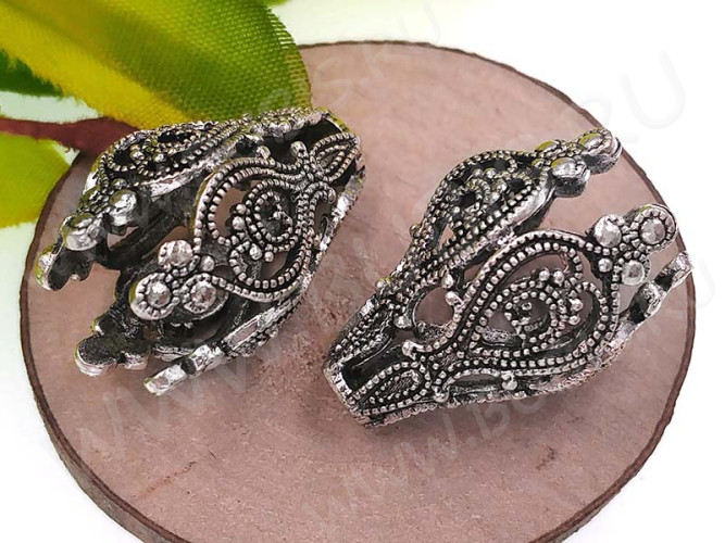 263 Шапочка ажурная 65 Винтажная зернь 20*14*14мм античное серебро (LUX Китай) (Brass)