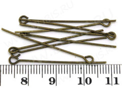 (ОПТ) Штифт с петлёй 35*0,7мм античная бронза (Iron) (100г)