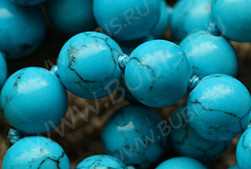 (СКИДКИ!!!) Бусина округлая 12мм Бирюза голубая пресс. (камни) (10шт.)