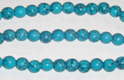 (СКИДКИ!!!) Бусина округлая 12мм Бирюза голубая пресс. (камни) (10шт.)