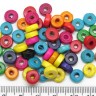 Купить Бусина Шайбочка 01 рондель 8*8*3мм яркий микс цветных (дерево) (50шт.) с доставкой по России