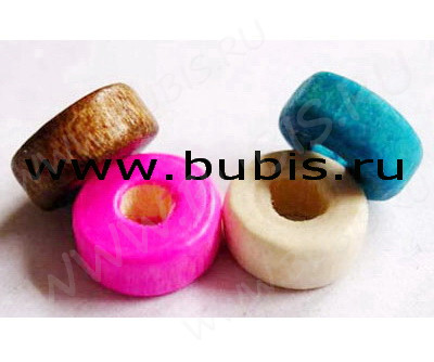 Бусина Шайбочка 01 рондель 8*8*3мм яркий микс цветных (дерево) (50шт.)