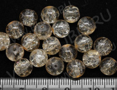 Бусина округлая &quot;Лёд&quot; 8мм бежевая (стекло кракле) (10шт.)