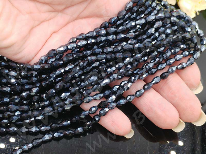 Бусина Капля гранёная 6*4*4мм т.серая непрозрачная (имитация Сваровски) (10шт.)