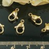 Купить Замочек карабин №038-G 12*7*3,5мм золотистый Real Gold Plated (LUX Китай)(Хирургическая сталь) с доставкой по России