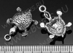 Подвеска Черепашка 05 3D 22*14,5*6,5мм античное серебро (литьё)