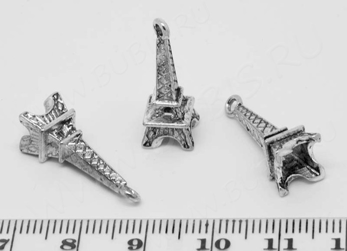 Подвеска Эйфелева башня 09 3D 23*8,5*8мм античное серебро (литьё)