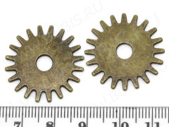 Шестерёнка 03 двусторонняя 25*24,5*1мм античная бронза (литьё) (Steampunk)