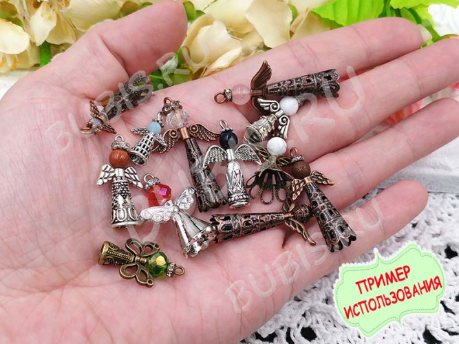 (СКИДКИ!!!) Шапочка тонкая 048 ажурная Конус 22*9*9мм античная медь (Iron) (имитация скани) (10шт)