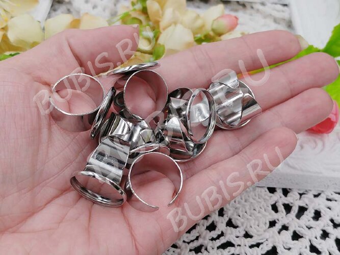 Основа (заготовка) для кольца 153 18мм с сеттингом 20мм цвет платины (Iron)