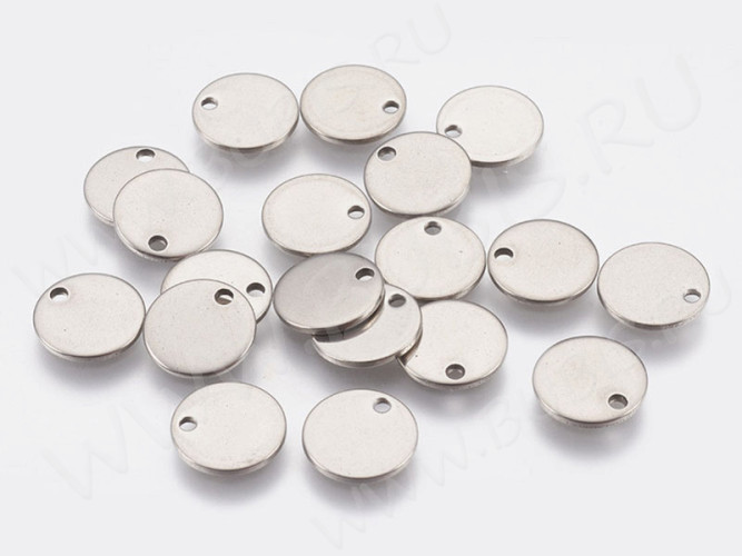 Подвеска Жетон 23 Круглая из стали 10*1мм цвет платины (Хирургическая сталь)