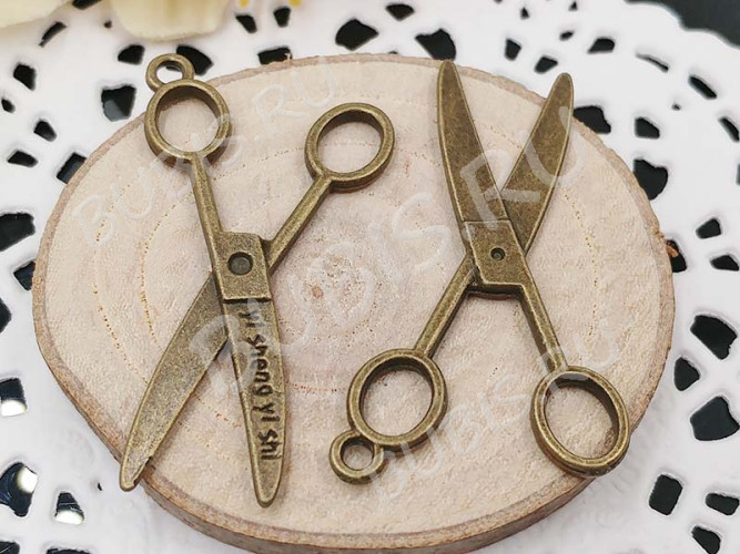 Подвеска Ножницы 09 3D большие 38,5*24,5*2,3мм античное бронза (литьё)