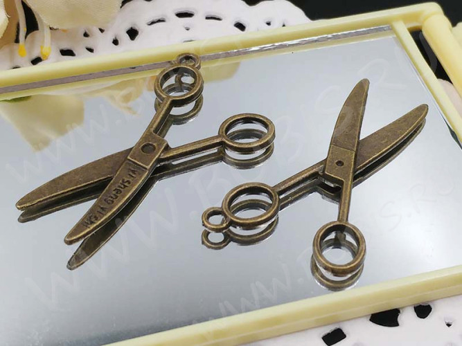 Подвеска Ножницы 09 3D большие 38,5*24,5*2,3мм античное бронза (литьё)