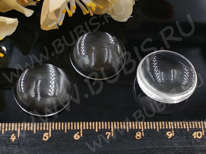 (СКИДКИ!!!) Кабошон стеклянный 04 Круг 20*20*6мм прозрачный (стекло) (10шт.)