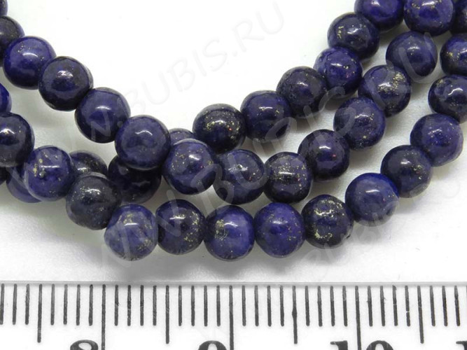 (ОПТ) Бусина округлая 4мм Лазурит с пиритом (камни) (НИТЬ)