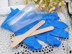 Комплект для работы со смолой 01 перчатки нитриловые+одноразовые стаканчики 200мл+шпатели 15*1,8см (инструменты для бижутерии)