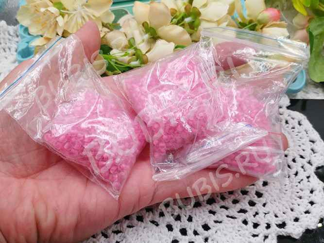 Бисер для проставок 09 2,5-3,5мм прозрачный с розовой серединкой (стекло) (30г)