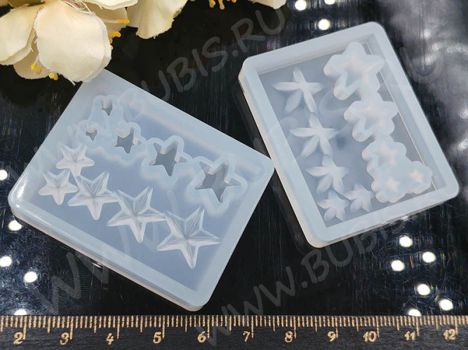 Молд 143 для эпоксидной смолы Звёздочки 50*40*7мм (силикон)