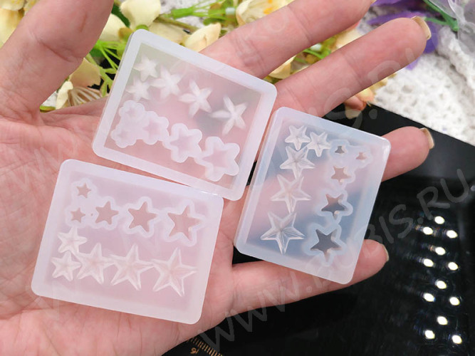 Молд 143 для эпоксидной смолы Звёздочки 50*40*7мм (силикон)