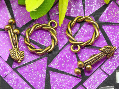 093 Тоггл витой округлый со Стрелой 19*15,5мм и 22*6мм античное золото (литьё)