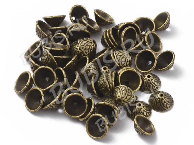 (СКИДКИ!!!) 209 Шапочка-чашечка Лепестки 10*10*5мм античная бронза (литьё) (10шт.)