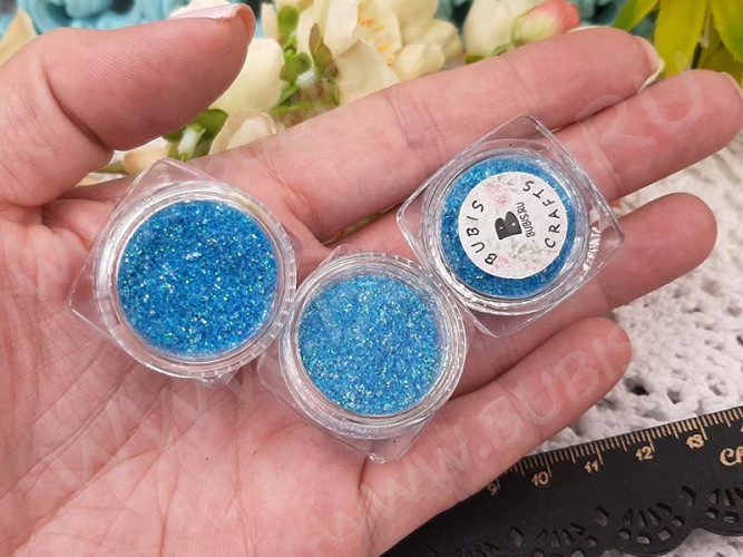 Наполнение для смолы и бутылочек 135 блёстки Bubis Crafts голубо-бирюзовые с АВ в контейнере (декор)