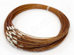 Чокер 03 из стальной проволоки с покрытием и винтовым замочком 2,7мм тёмно-золотистый (примерно 45см)