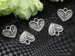 Подвеска Сердечко 61 Крылья 12,8*12,8*1,6мм античное серебро (литьё)