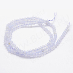 (ОПТ) Бусина округлая ГРАНЁНАЯ "каменный бисер" 2мм Голубой Кружевной Агат (Сапфирин) (камни LUX) (НИТЬ)