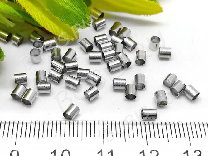 Зажимные бусины 04 крупные кримпы трубочки 3*3мм чёрный никель (Brass) (50шт)